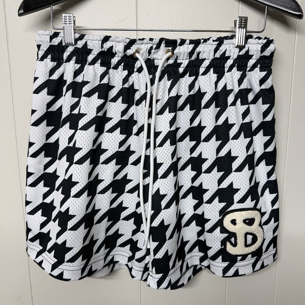 BKTSQD Shorts Houndstooth Pattern Casual Active Basketball USA Made Men L EUC